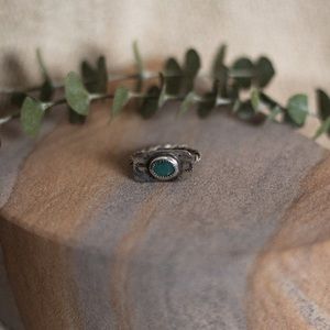 turquoise stamped sterling silver ring